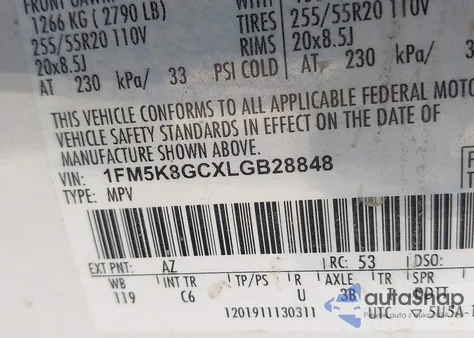 2020 Ford Explorer St from USA, damaged, VIN 1FM5K8GCXLGB28848
